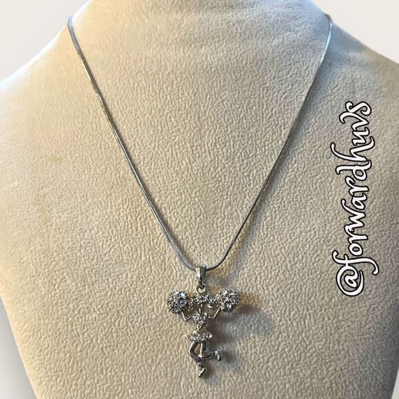 Bundle Sale 3 for $15 | Rhinestone Silver Tone Cheerleader Necklace - Picture 3 of 8